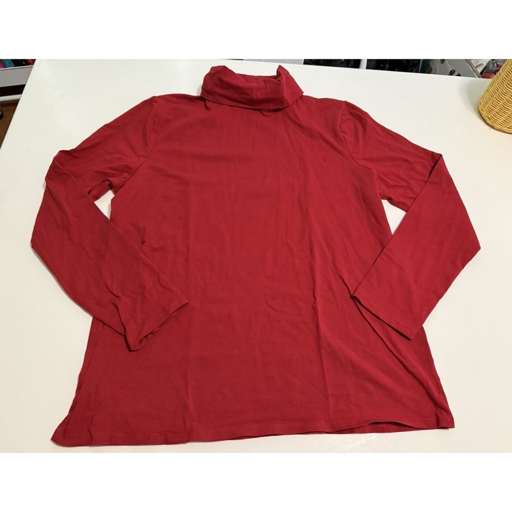 Duluth Trading Co. Women's Red XL Mock Neck Long Sleeve Stretch T-Shirt